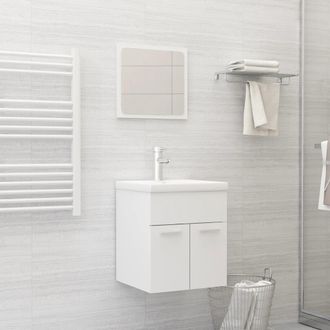 vidaXL Conjunto De Muebles De Ba&ntilde;o Madera Contrachapada Blanco Vidaxl