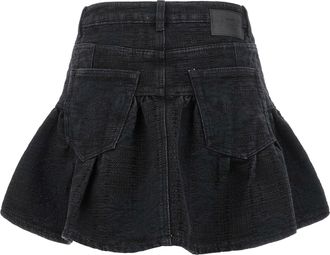 Ganni Lurex Denim Skirt - Black