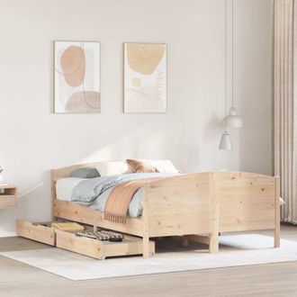 vidaXL Vidaxl - Estructura De Cama Sin Colch&oacute;n Madera Maciza De Pino 135x190 Cm