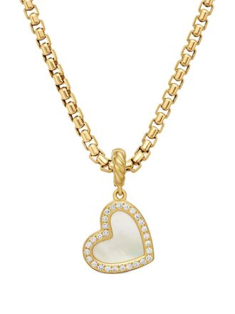 David Yurman 18kt yellow gold DY Elements Heart diamond pendant (19.5mm) - women - Diamond/18kt Yellow Gold/Mother of Pearl - One Size