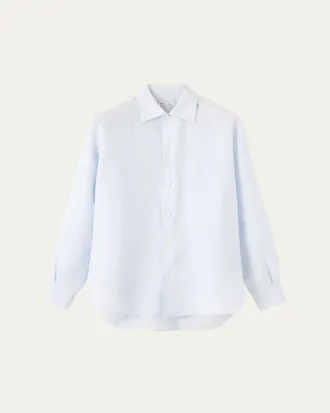 Loro Piana Mens Franco Linen Stripe Button-Down Shirt