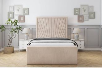 Sloomy Somerset Naples Frame-Mattress - 50 Upholstered Headboard in Light Sand | Size: King