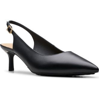 Clarks Adela Slingback Pump in Black Leather at Nordstrom Rack, Size 9.5