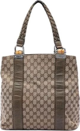 Gucci Bolso Tote Pre-owned de Lona - Pre-owned - Mujer - Marr&oacute;n - ONE SIZE