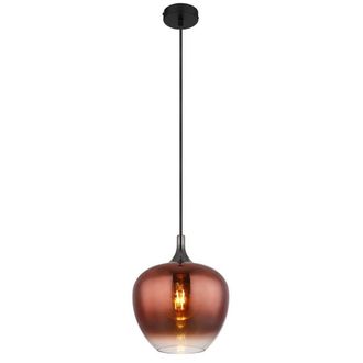 Netlighting Maxy 24cm Dome Pendant Matt Black Copper Glass Shade 1x E27