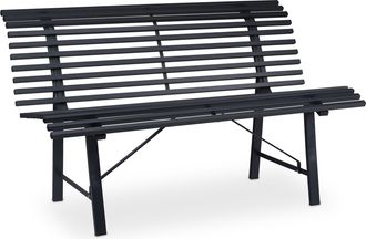 Relaxdays Relaxdays - Banco Jard&iacute;n, 2 Plazas, 79 X 130 X 75 Cm, Acero Robusto, Banco Patio Exterior Resistente Intemperie, Antracita