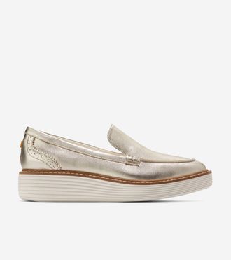 Cole Haan Womens &Oslash;riginal Grand Platform Venetian Loafers - Gold Size 10.5
