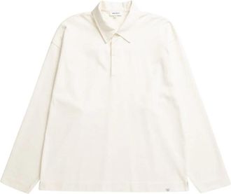 Norse Projects Isefjord Compact Cotton LS Polo - Heren - Casual Overhemden - Beige - L - Katoen - Overhemden