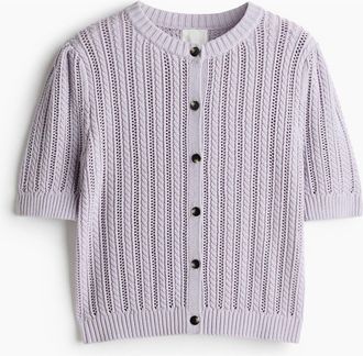 H&M Pointelle-knit Cardigan in Light Purple at Nordstrom, Size Xx-Small