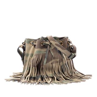 Saint Laurent Pre-owned Saint Laurent Small Camouflage Print Suede Emmanuelle Fringe Bucket Bag Ladies QD7OINW5YYR3HQL2