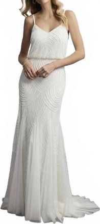 Adrianna Papell Blouson-Style Wedding Dress In Ivory/pearl