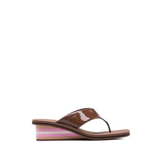 Chlo&eacute; Schoenen, Dames, Bruin, 40 EU, Leer, Zwem Sandalen met Sleehak