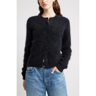 Nordstrom Brushed Cashmere Cardigan in Black Rock at Nordstrom Rack, Size Medium