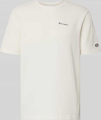 Champion T-Shirt mit Strukturmuster und Label-Stitchings in Offwhite, Gr&ouml;&szlig;e XXL