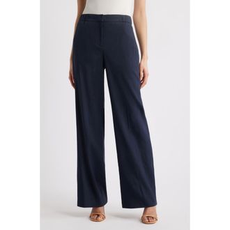 BOSS Linen Blend Flare Pants in Sky Captain at Nordstrom Rack, Size 14