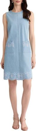 Jones New York Eyelet Embroidery Sleeveless Minidress in Huntington Wash at Nordstrom, Size X-Large