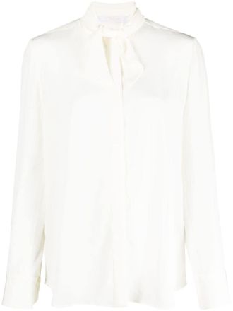 Chlo&eacute; tie-strap silk shirt - Neutrals