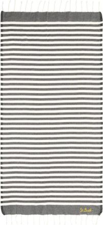 MC2 Saint Barth Gestreept Multicolor Strandlaken met Franjes - Heren - Handdoeken - Zwart - ONE Size - Katoen - Home