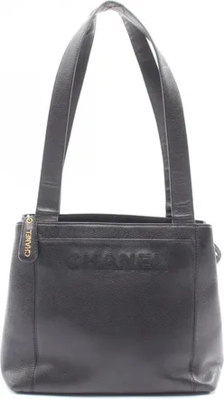 Chanel Black Leather Handbag Tote Bag (Pre-Owned)