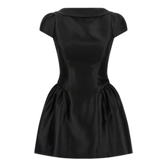 Self Portrait Party Dresses, female, Black, Size: 2XS Taffeta Collared Mini Dress