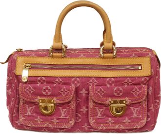 Louis Vuitton Fuchsia Fuchsia Pink Monogram Denim Boston Bag (Pre-Owned)