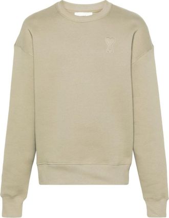 Ami Casual Beige Sweatshirt Sweaters Hoodies - Dames - Ronde hals truien - Beige - S - Katoen - Truien & Vesten