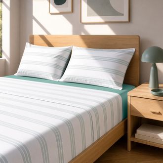 KASANOVA Completo letto matrimoniale righe acqua cotone