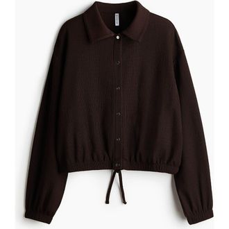 H&M Textured Jersey Jacket in Dark Brown at Nordstrom, Size Xx-Large