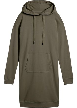 Bonprix Sweatkleid BONPRIX Sweatkleid mit Baumwolle, Damen, Gr. 32/34 (XS), N-Gr, dunkeloliv, Sweatware, Obermaterial: 100% Baumwolle, loose fit knielang, B&uuml;n