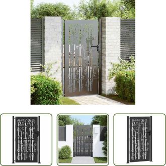 vidaXL Cancello in acciaio - Cancello da giardino con blocco Nero 110 x 180 cm