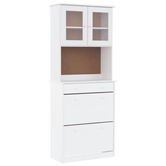 Berkfield Home Highboard ALTA White 77x35x188cm Solid Wood Pine | Size: 77 x 35 x 188 cm