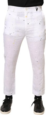 Daniele Alessandrini White Paint Print SkinnyFit Trouser Mens Pants