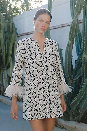English Factory Feather-Pointed Mini Dress