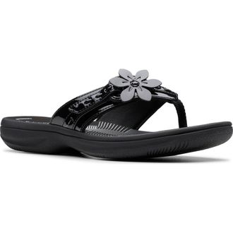 Clarks Breeze Opal Sandal in Black Patent at Nordstrom Rack, Size 10