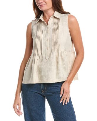Max Studio Front Pleat Peplum Shirt