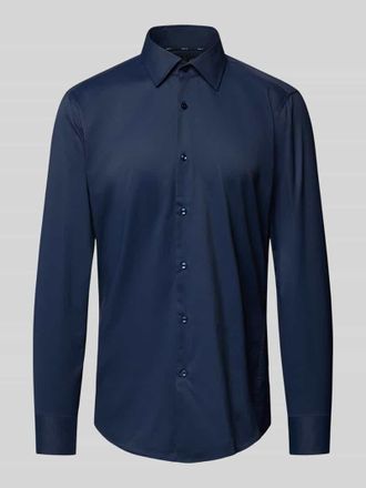 HUGO BOSS Slim Fit Hemd mit einreihiger Knopfleiste Modell HANK in Marine, Gr&ouml;&szlig;e 39