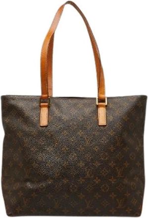 Louis Vuitton Pre-owned Monogram Cabas Mezzo Tote Bag - Dames - Vintage Shopper - Bruin - ONE Size - Leer - Vintage