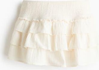 H&M Tiered Viscose Mini Skort in Cream at Nordstrom, Size Xx-Large