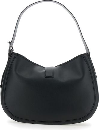 Alexander McQueen Womens Black Leather Shoulder Bag With T Buckle Calf
