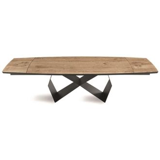 Capodarte Capodarte - Tavolo allungabile 300 cm con base metallo Nero e piano Rovere Crudo wall