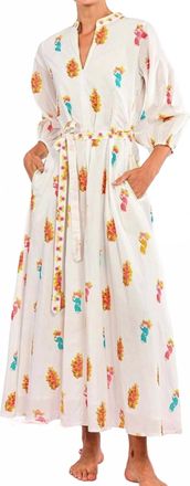 Nimo With Love Marigold Flower Dress In White Assorted / Light Blue