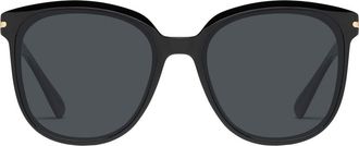 Quay Rent Free 55mm Polarized Round Sunglasses in Black/Smoke Polarized at Nordstrom