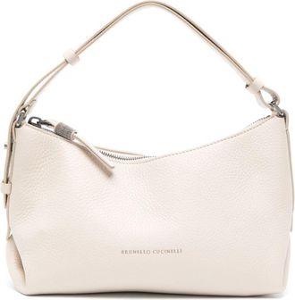 Brunello Cucinelli logo-stamp leather top-handle bag - women - Calf Leather - One Size - Neutrals