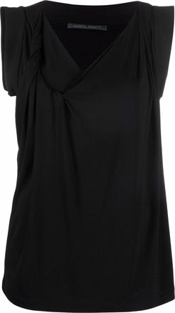 Alberta Ferretti Black Top Draped Viscose Top
