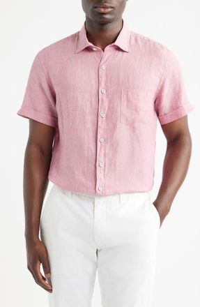 Rodd & Gunn Palm Beach Sports Fit Short Sleeve Linen Button-Up Shirt in Orchid at Nordstrom, Size Xxx-Large
