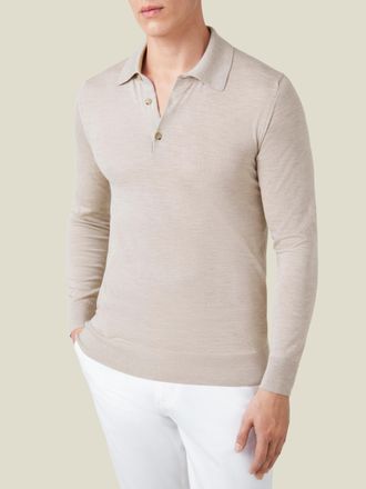 Luca Faloni Oatmeal Silk-Cashmere Knitted Polo