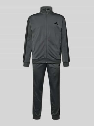adidas Slim Fit Trainingsanzug mit Logo-Stitching in Anthrazit, Gr&ouml;&szlig;e XXL