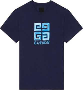 Givenchy Tops, Heren, Blauw, XL, Katoen, 4G T-Shirt