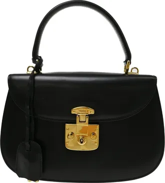 Gucci Lady Lock Satchel Leather Black Leather Handbag (Pre-Owned)