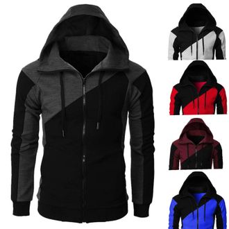 Generic Mens Hoodies Zip up Hoodie Mens Hoodies Sweatshirts Pullover Patchwork Casual Hoody Tops with Pockets Contrast Color Top Loose Fit Hoodie Color Block 